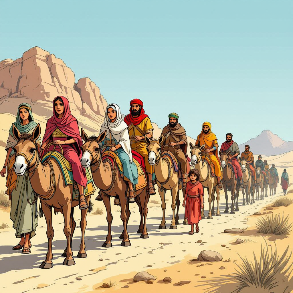An AI generated image of migrating Bronze Age peoples